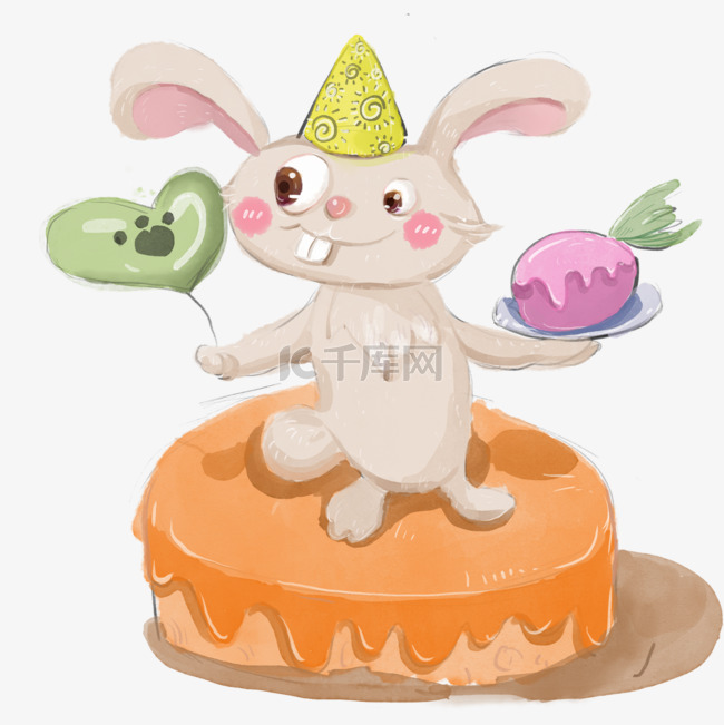 可爱动物生日卡通兔子
