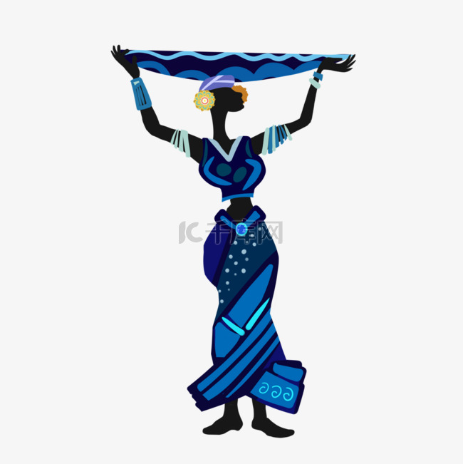 非洲黑人女人抽象蓝色创意