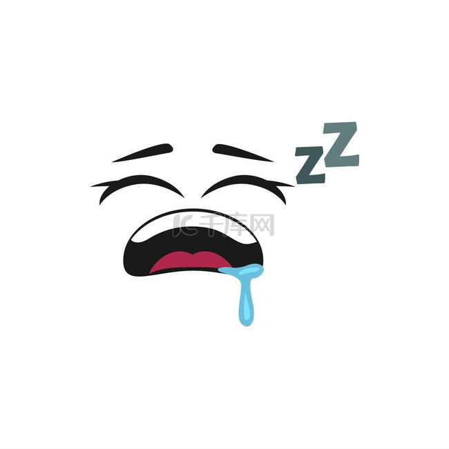 睡眠表情符号与下降的唾液和 z
