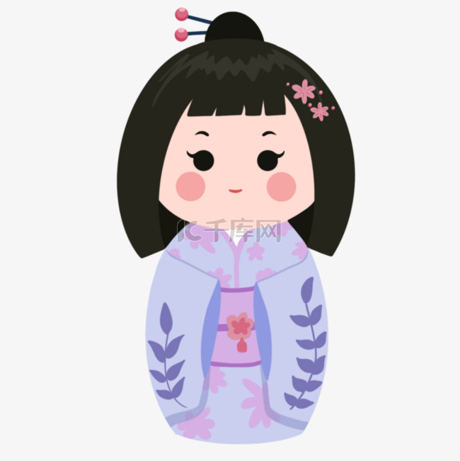 日本娃娃木芥子紫色服饰