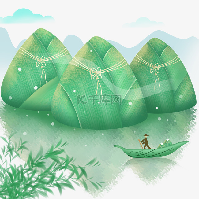端午节绿色粽子山