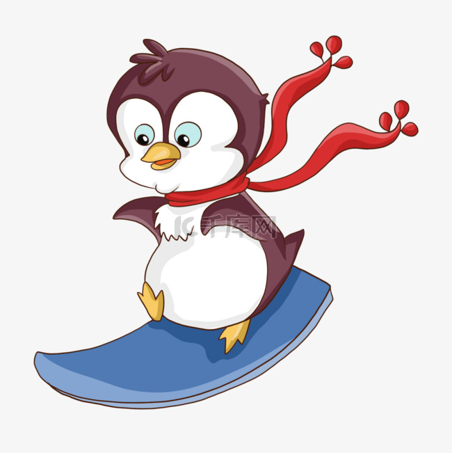 卡通可爱运动滑雪企鹅