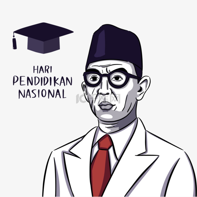 线条风格印度尼西亚国民教育日