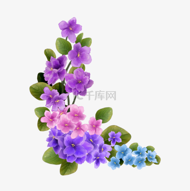 紫罗兰水彩花卉剪贴画