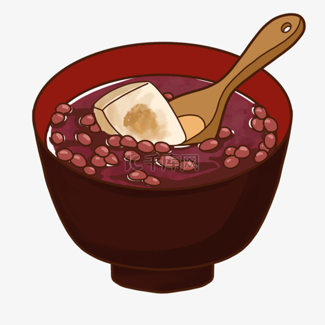 新年红豆沙日本关西食品卡通风格