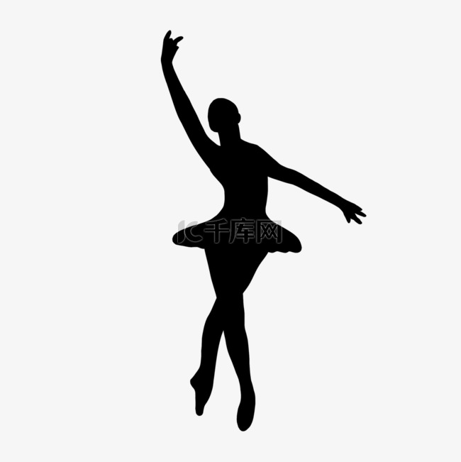 芭蕾舞蹈踮脚站立女舞者黑色剪影