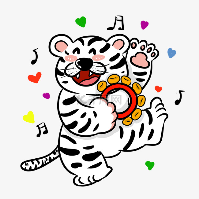 虎年大白虎唱歌跳舞