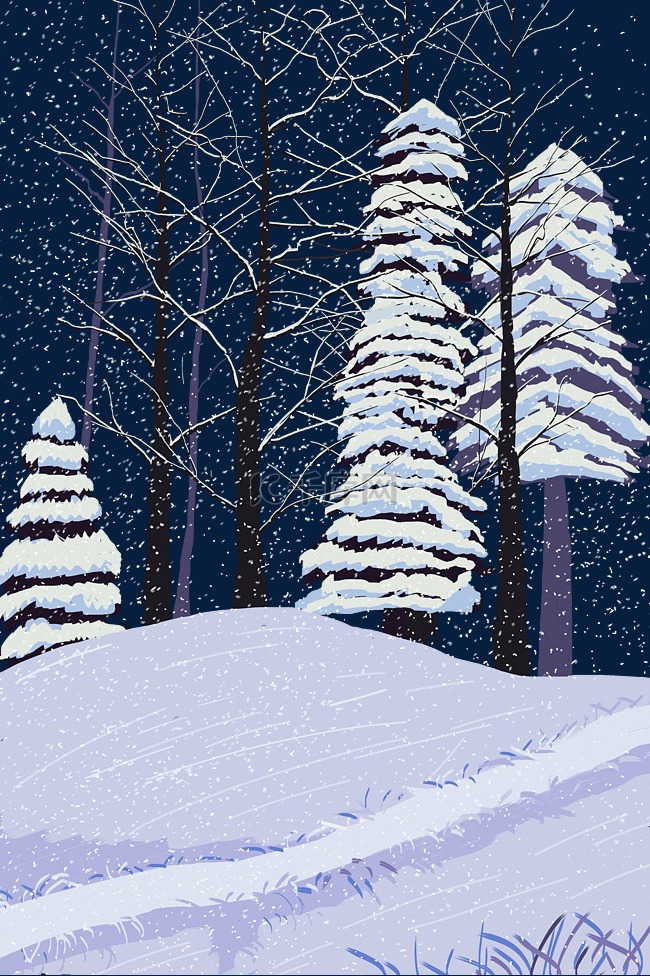 冬天冬季森林下雪场景