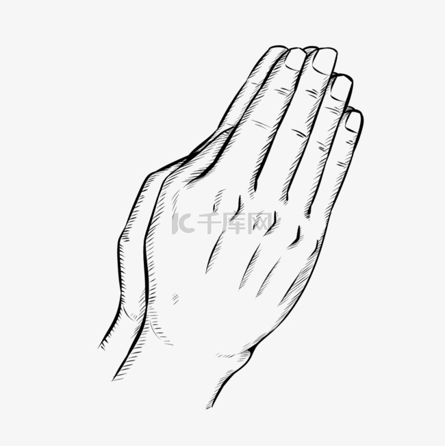 祈祷传统手势素描