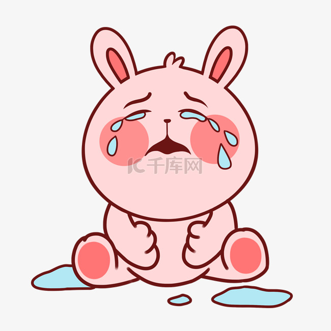 卡通兔子表情包流泪哭泣