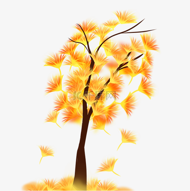 秋天银杏树植物树木