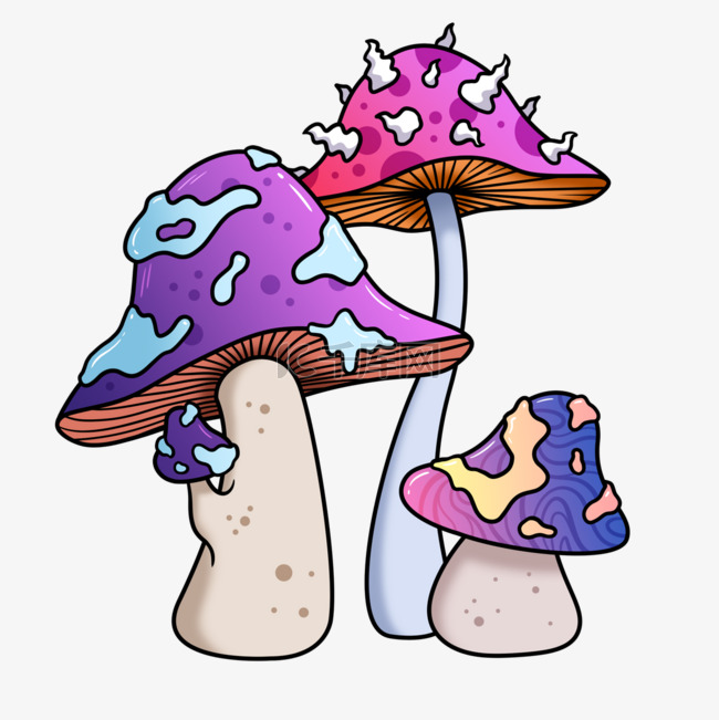 毒蘑菇卡通紫色