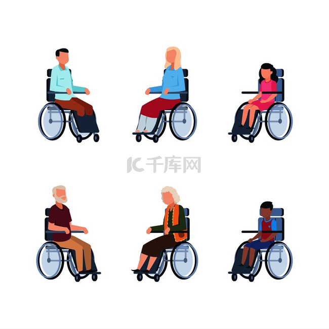残疾人年轻人在轮椅上康复住院白