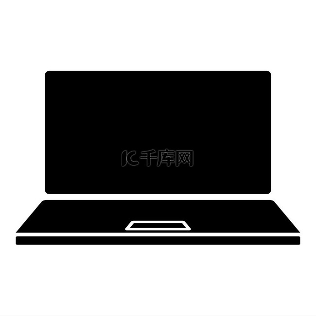 笔记本电脑图标黑色矢量插图平面样式简单图像。素材图片免费下载-千库网