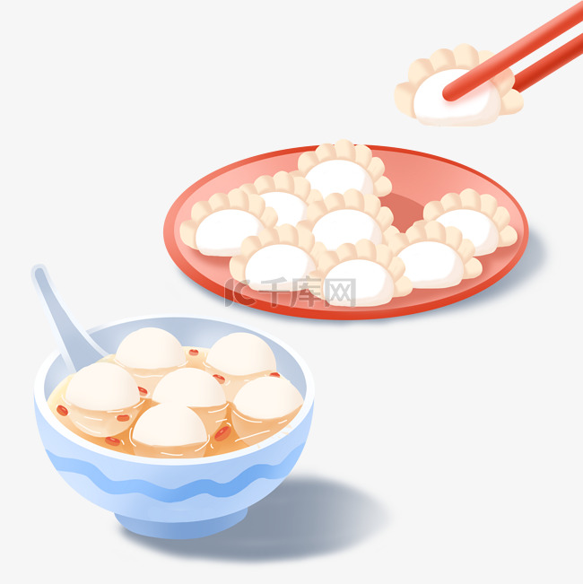 冬至传统美食饺子汤圆
