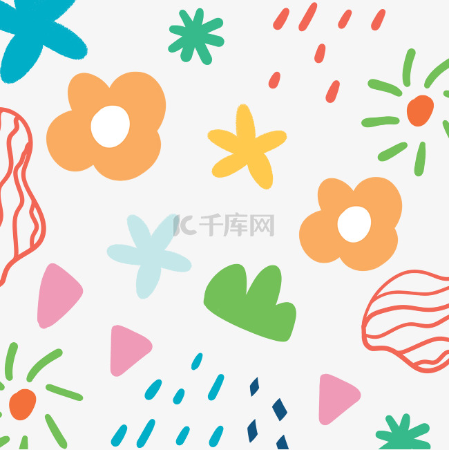 糖果色抽象图案底纹花朵彩色涂鸦