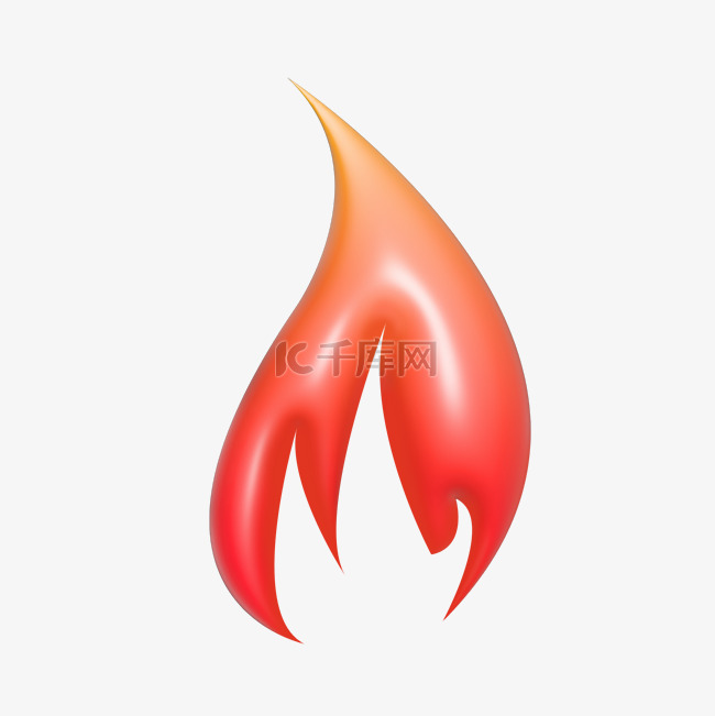 3DC4D立体红色火焰火苗图标
