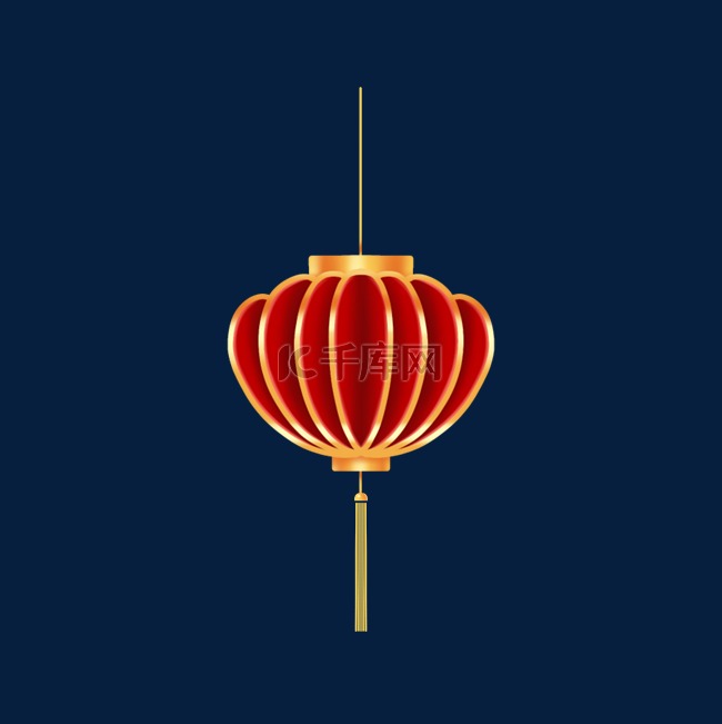 中国红新年新春立体金边红色灯笼