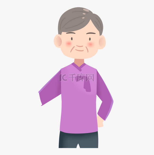 韩国父母节紫色上衣卡通人物