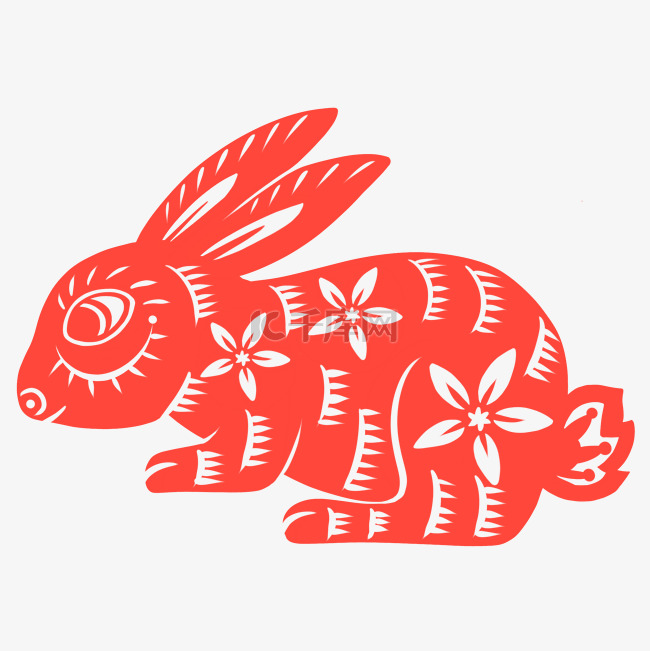 新年春节兔年剪纸