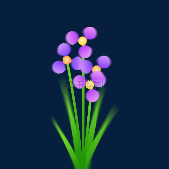 免抠春天弥散风紫色兰花