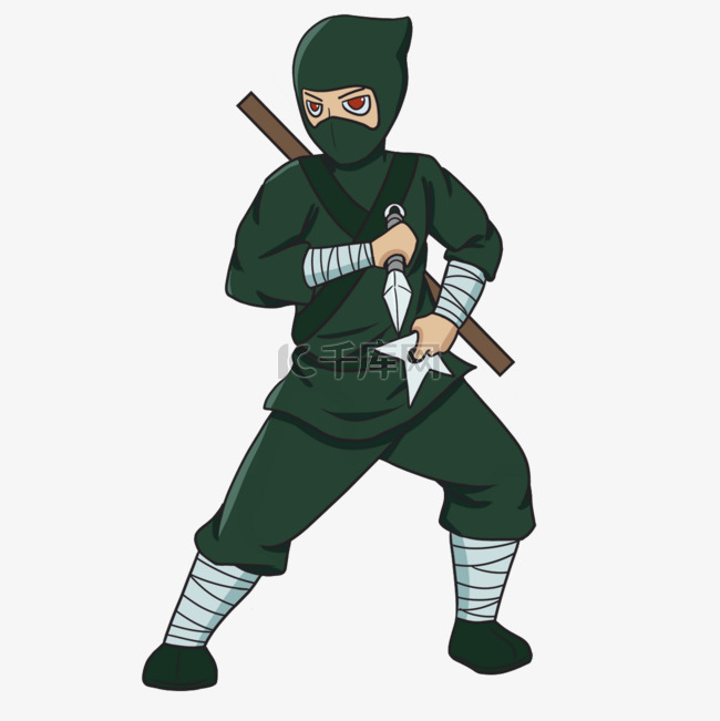 日本绿衣卡通传统的忍者