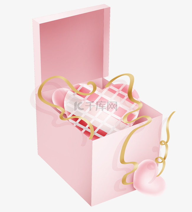 礼物盒粉色心母亲节情人节520
