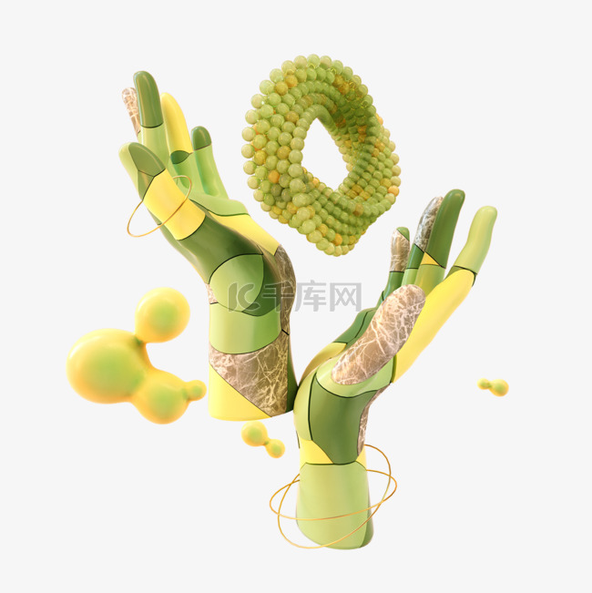 手势绿色抽象3d立体