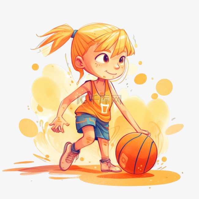 卡通运动创意元素打篮球 