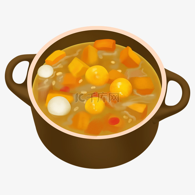 南瓜糯米羹煲汤