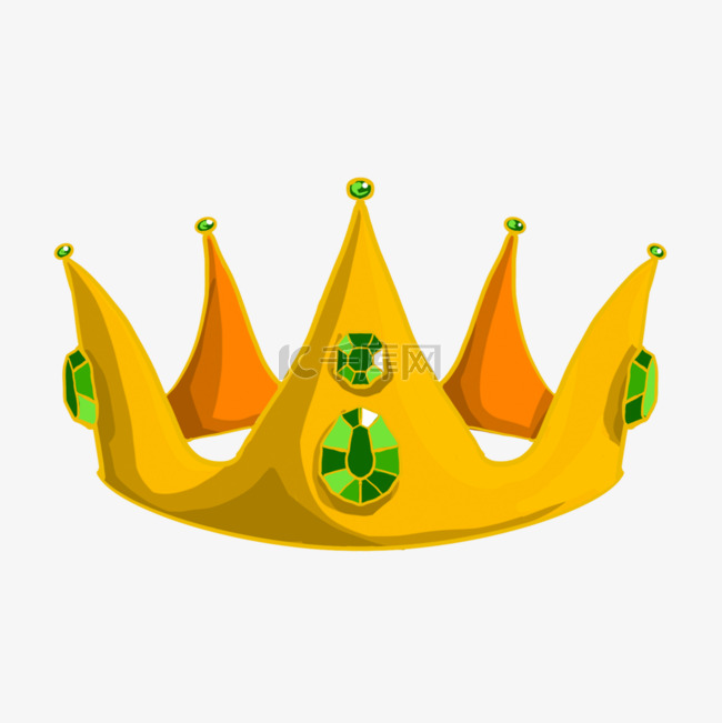 透亮绿色宝石卡通金色皇冠