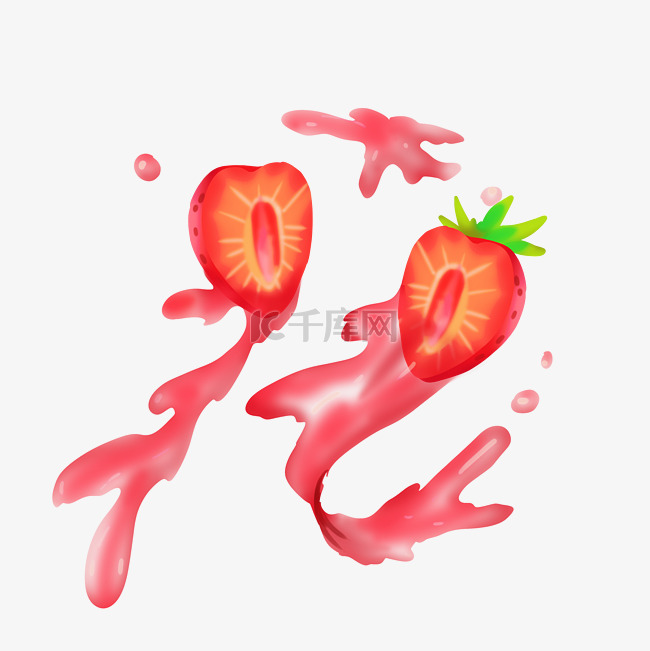 草莓果汁喷溅