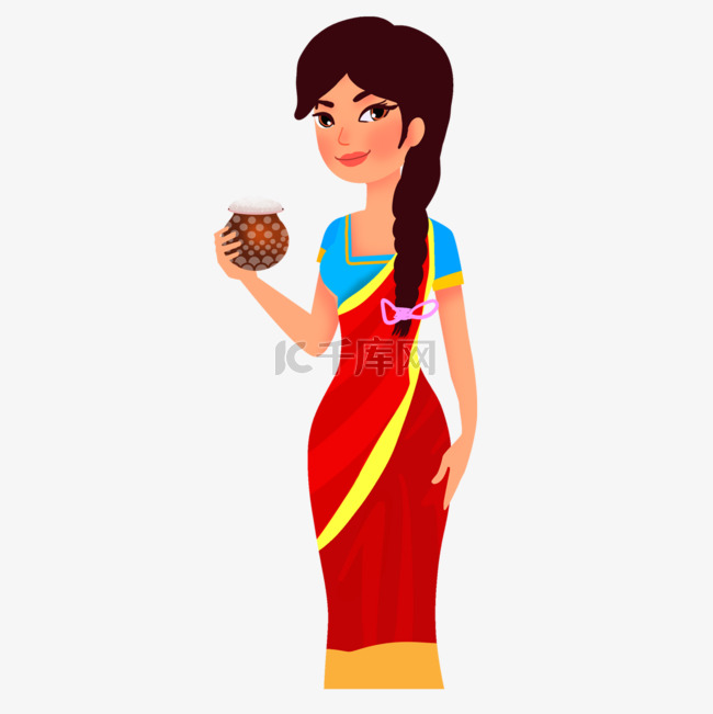 印度孟加拉新年红裙美女