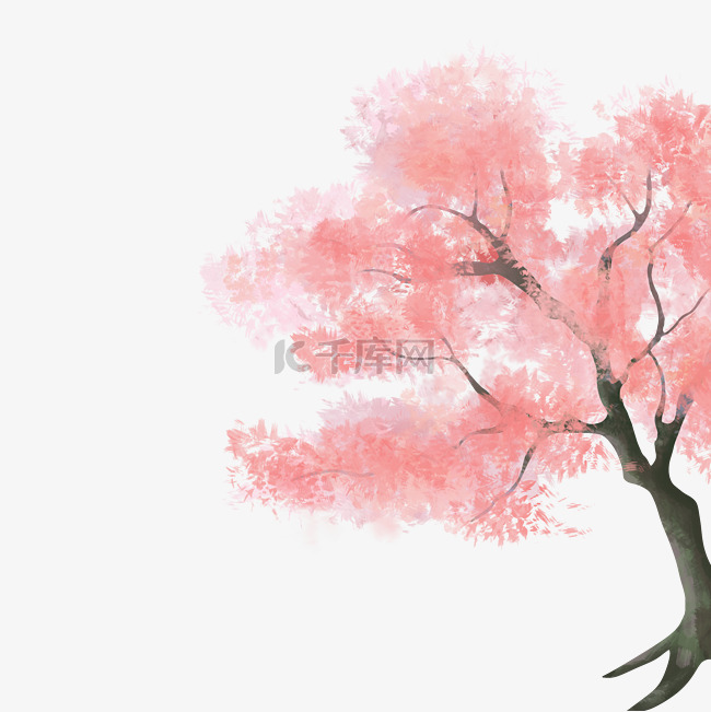 中国风古风水墨桃花树