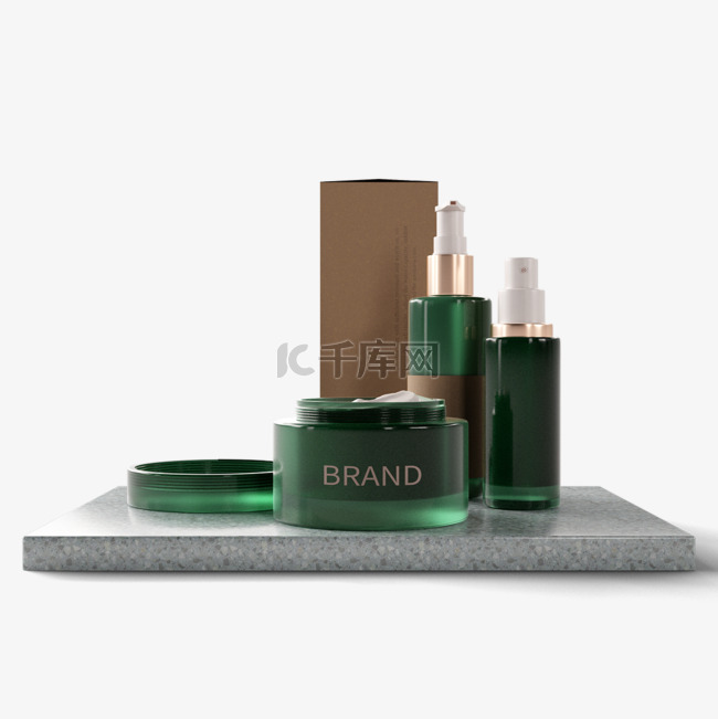 绿色玻璃质感环保化妆品包装