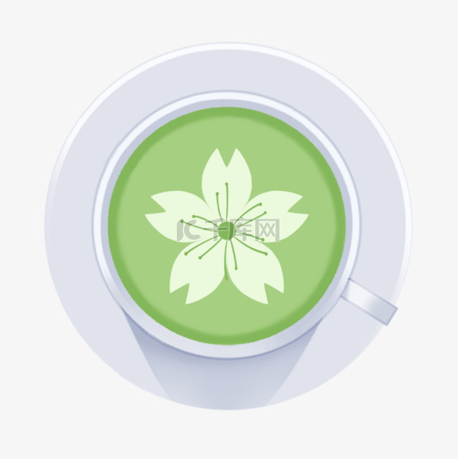 咖啡拉花抹茶口味树叶造型