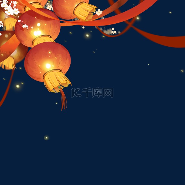 春节新年灯笼红绸边角装饰吊饰挂