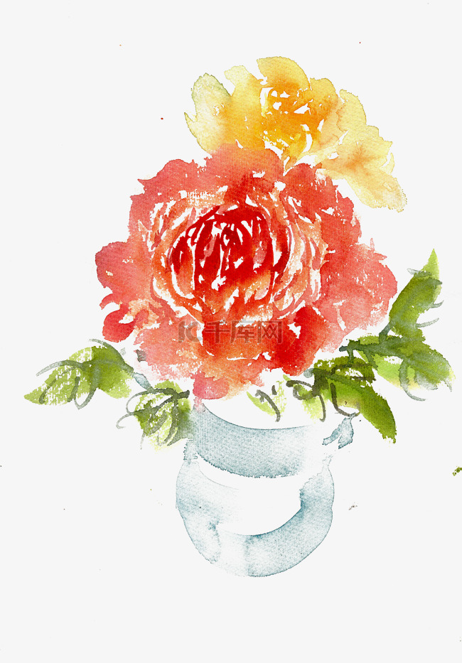 花瓶中的牡丹水墨素材图片免费下载_高清装饰图案psd_千库网(图片编号