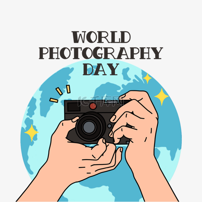 世界摄影日手持相机地球
