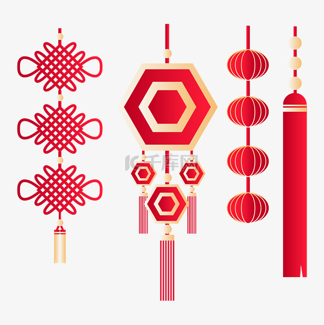 新年红色中国结挂饰红色喜庆国潮