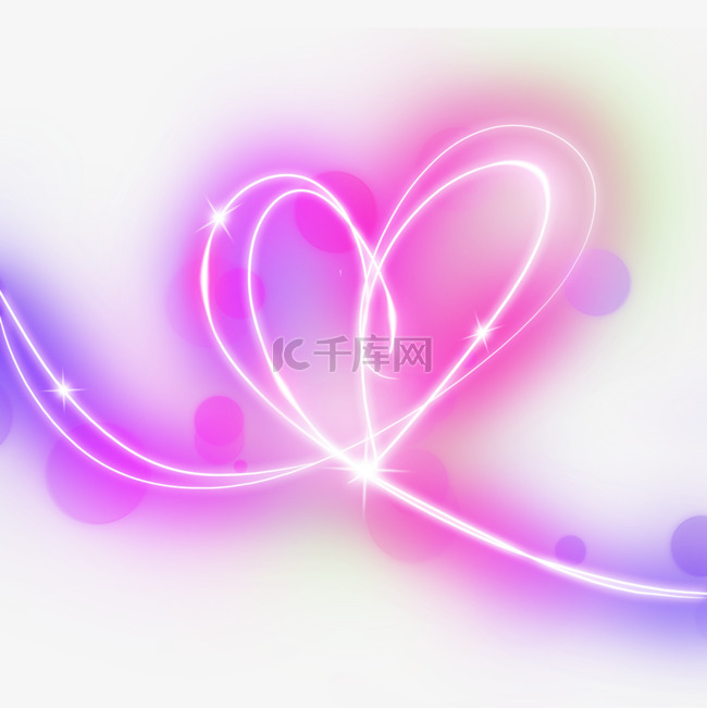 紫色双层线条爱心抽象光效
