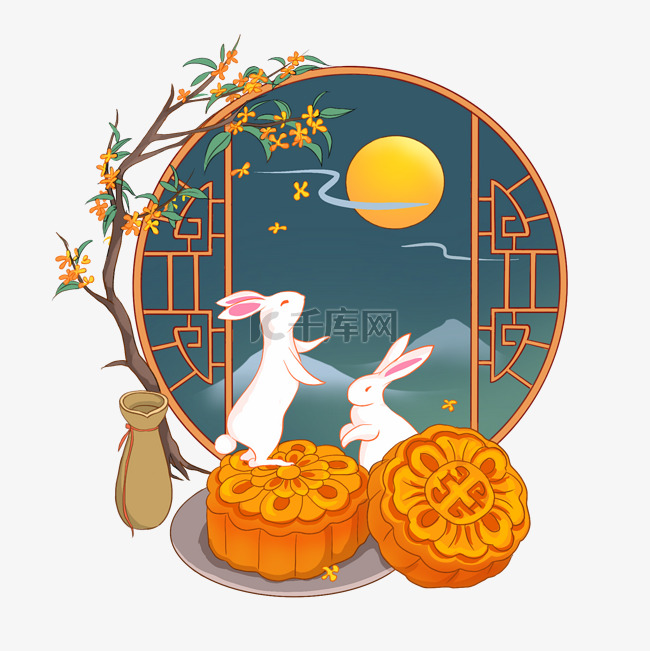 中秋中秋节微景观月饼玉兔赏月