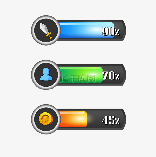 进度条游戏ui图标电池条