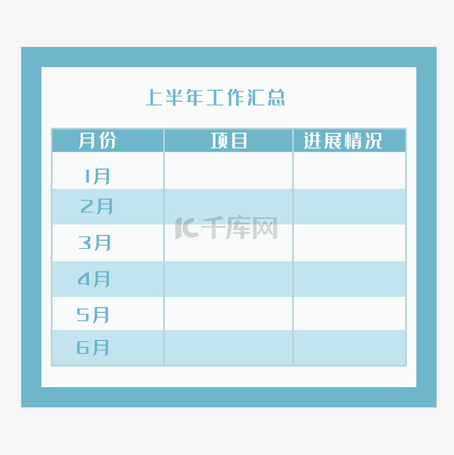 工作汇报进展情况月份表格