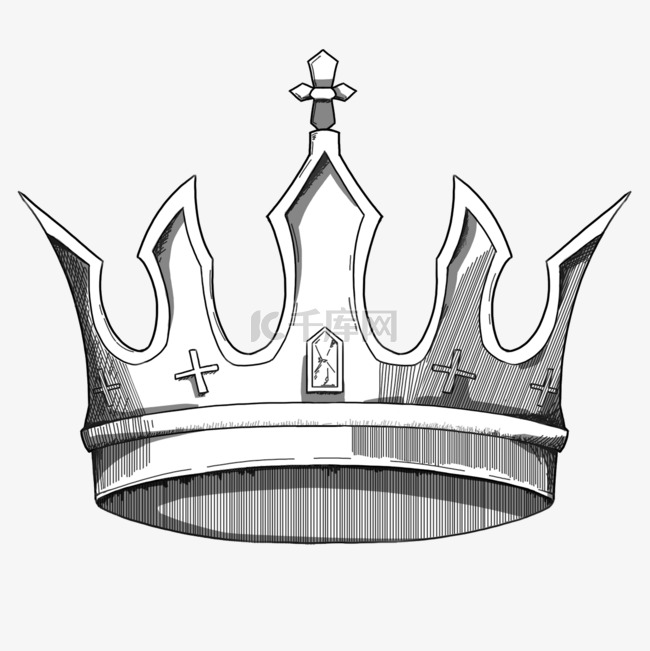 王冠黑白线稿