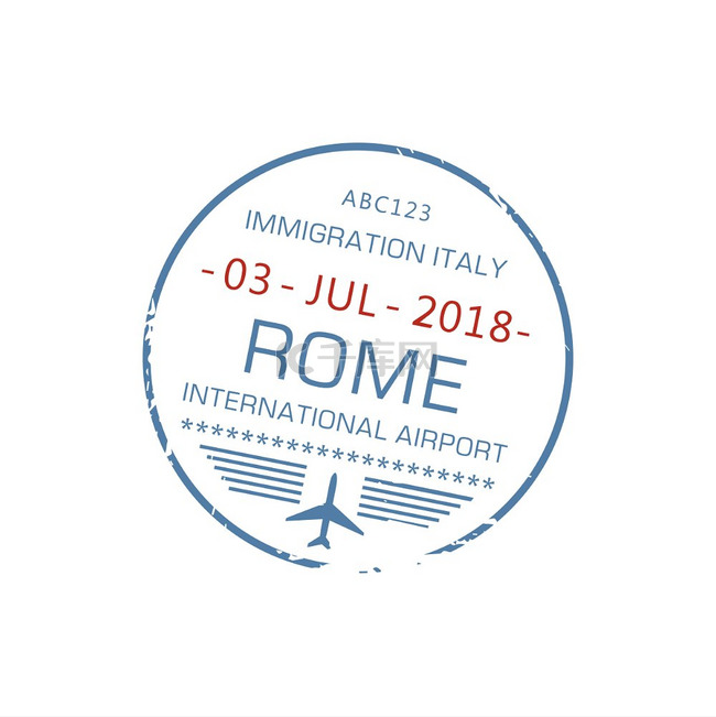 意大利抵达罗马国际机场的入境印
