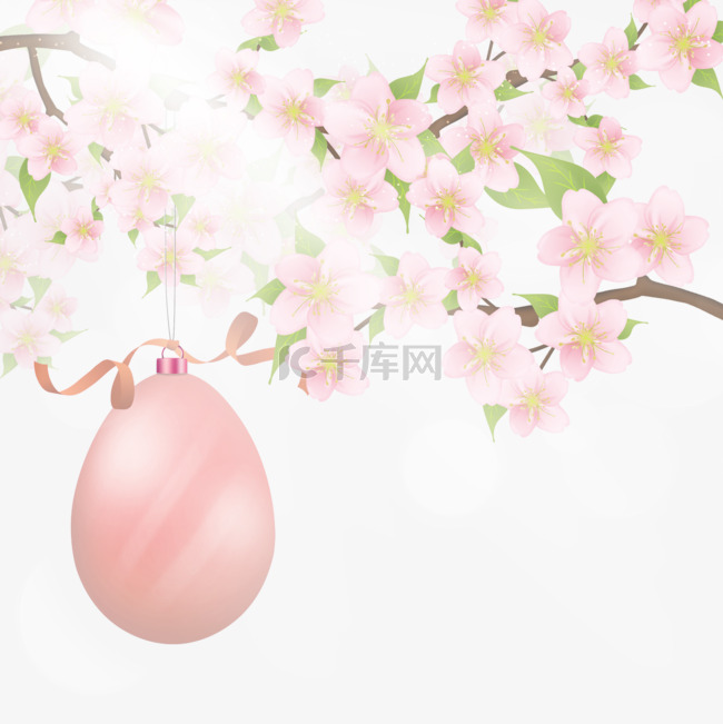 复活节粉色质感彩蛋樱花光效