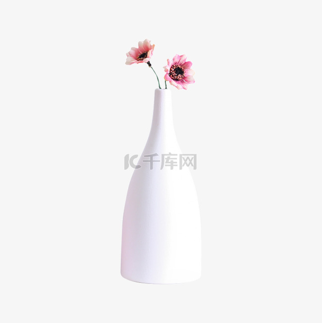 白色粉色仿真花花瓶