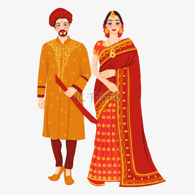 华丽的男女服饰印度婚礼