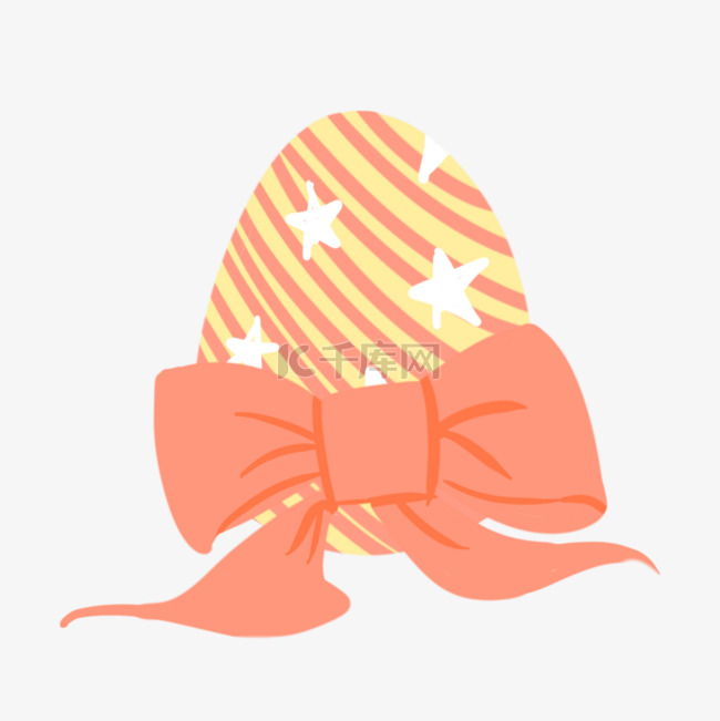 复活节橙色蝴蝶结卡通彩蛋